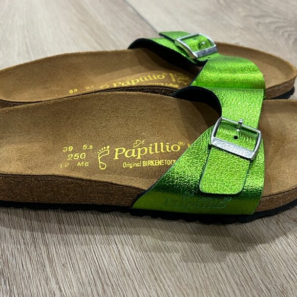 NWOB Papillio Birkenstock Green Metallic Sandals size 39 US 8 8.5 - Picture 2 of 3